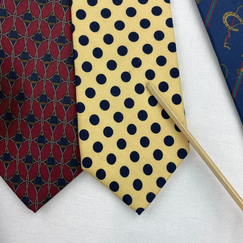 Lot of 18 LANDS END 100% Silk Neckties Rep Striped Equestrian Paisley USA VTG
